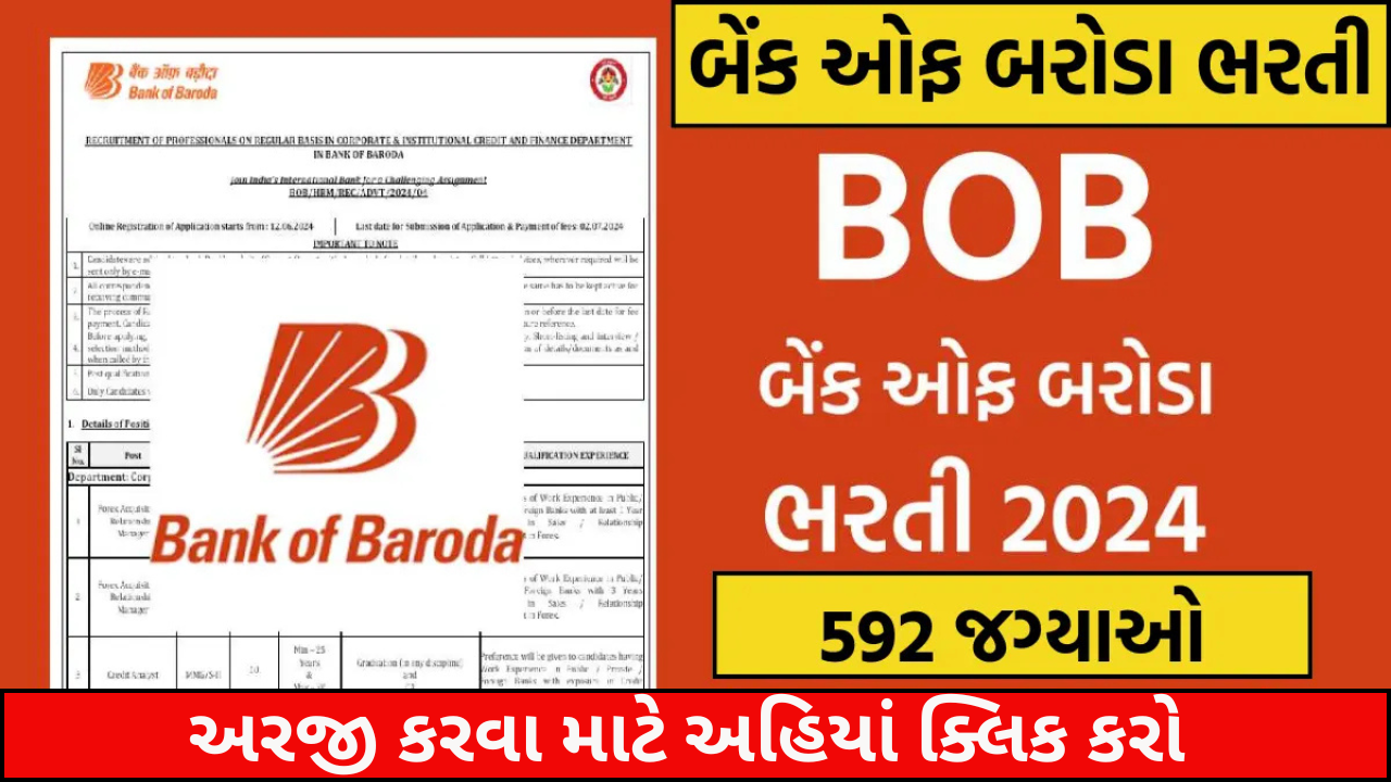 Bank Of Baroda Recruitment 2024: 592 જગ્યાઓ માટે ભરતીની જાહેરાત